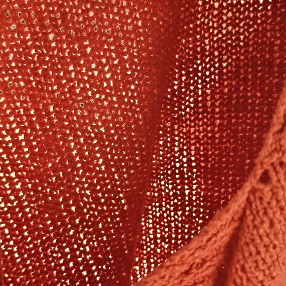FREE PEOPLE "You Found Me " Orange Oversized Open Weave Dolman Sleeve Top XS - Picture 5 of 12
